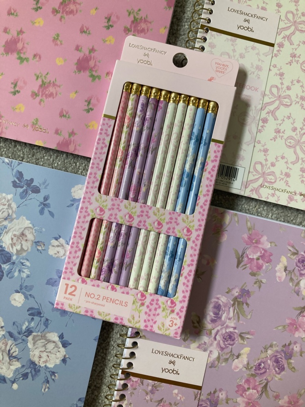 IN-HAND | LoveShackFancy x Target Yoobi Set of 4 Notebooks & 12-Pack Pencils - Picture 2 of 8